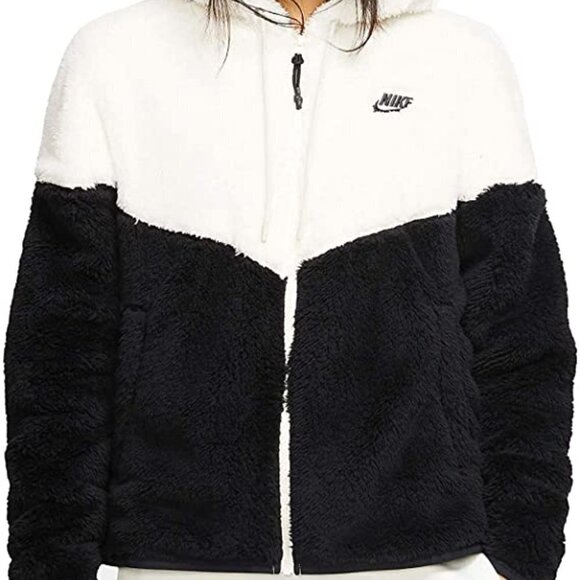 Rare Nike Sherpa Jacket XS White/Black - Picture 7 of 7
